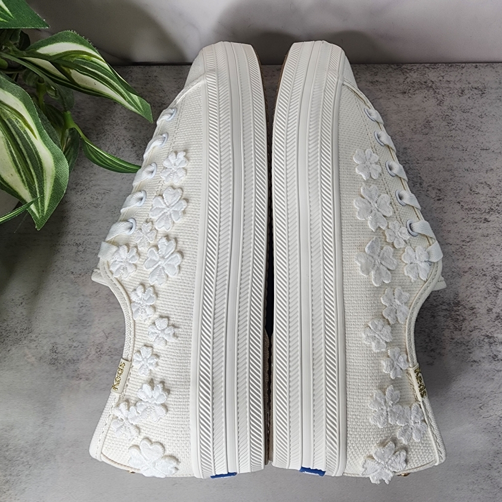 Keds X Kate Spade new york Triple Kick Woven Flowers Sneakers Sz 5.5 - Picture 8 of 16